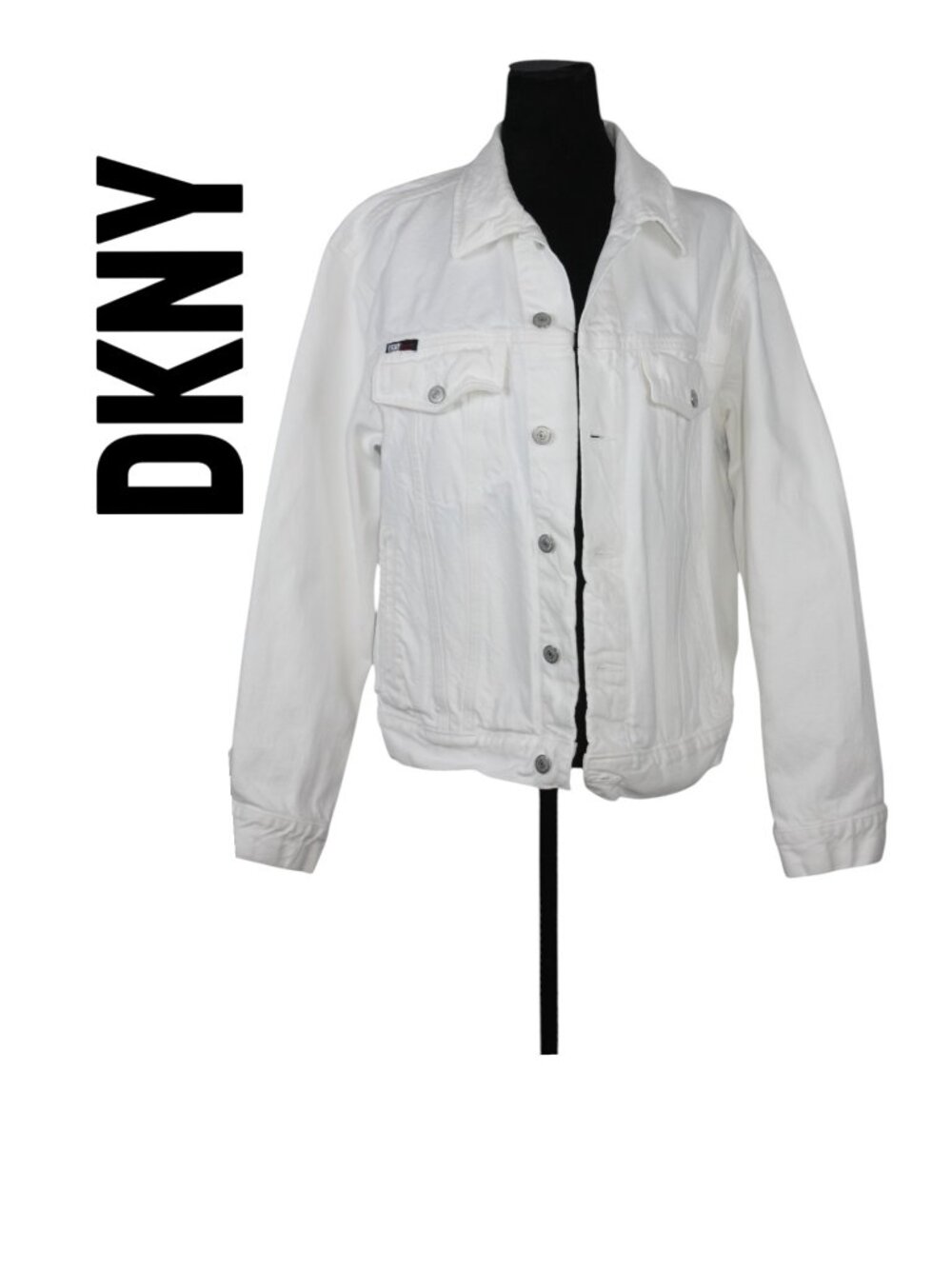 DKNY White Denim Jean Jacket Size Medium